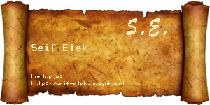 Seif Elek névjegykártya